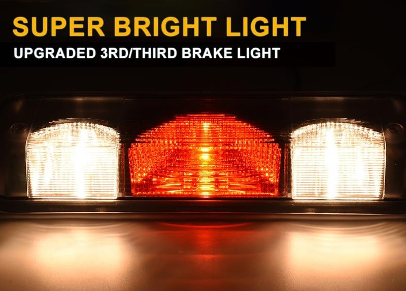 GPLUS 3rd Brake Light, Compatible with 2004-2008 Ford F150 Truck Third Brake Lights Assembly High Mount Center Rear Roof Third Cargo Light Parking Light Halogen, Clear/Red Lens Black Housing - Image 4